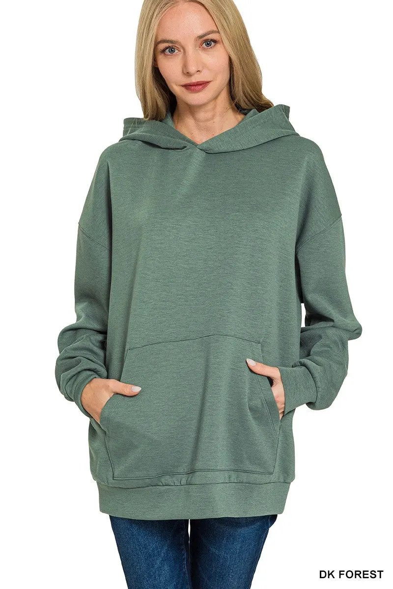 Zenana Oversized Scuba Hoodie with Kangaroo Pocket by Zenana
