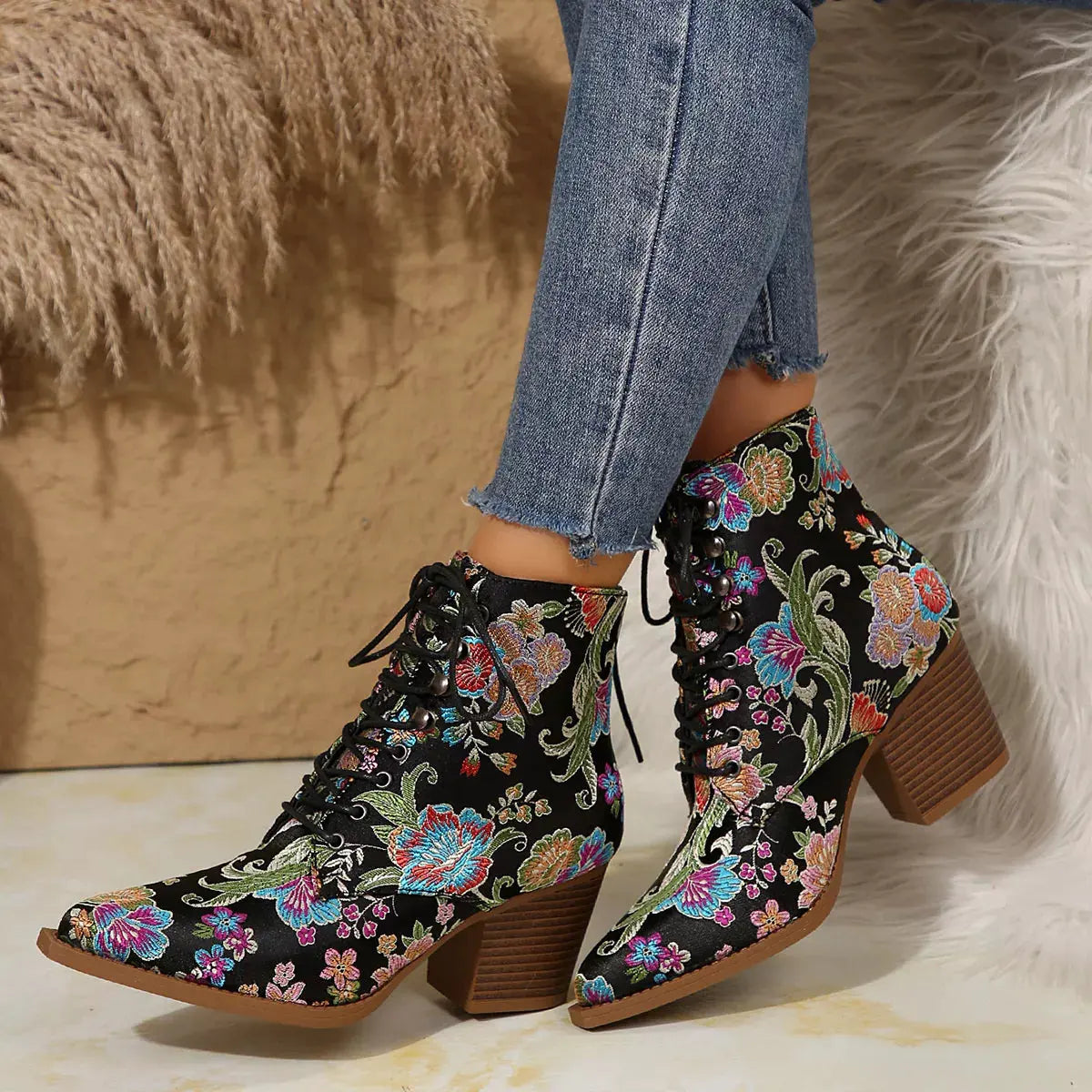 Point Toe Block Heels Boots by Partner Label