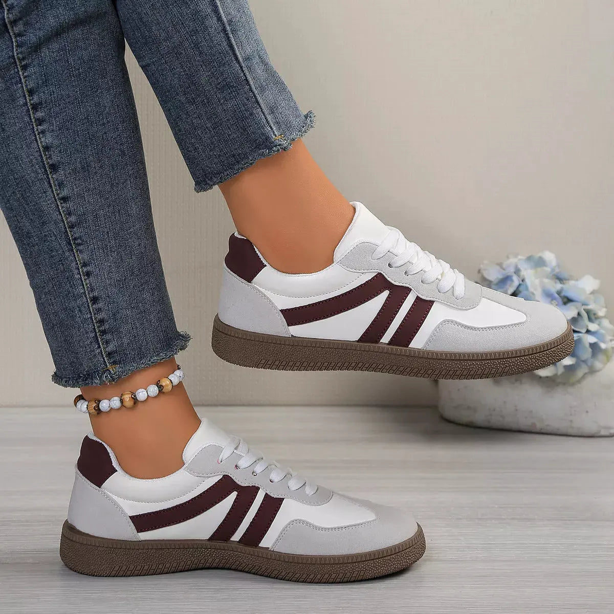 Striped Lace‑Up Casual Sneakers | Partner Labels Selection by Partner Label