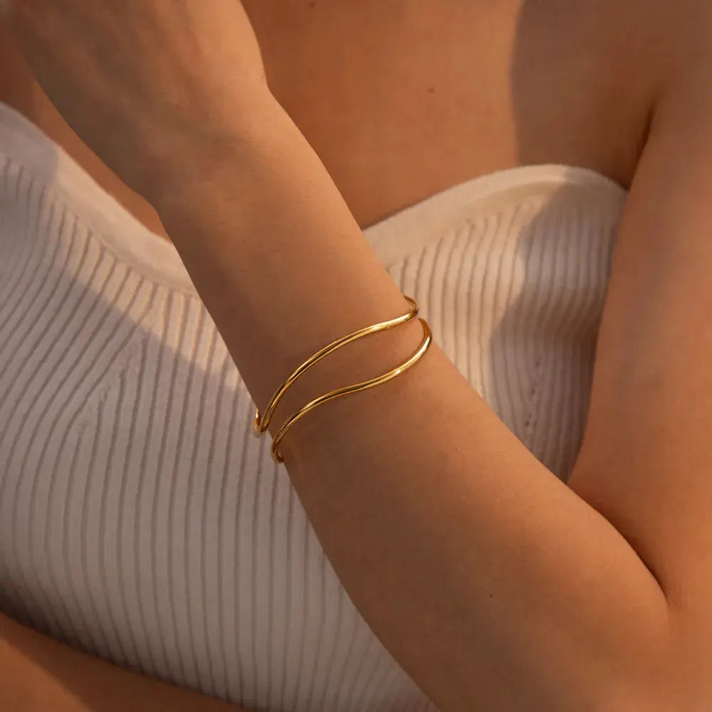 Minimalist Stainless Steel Cuff Bracelet by Partner Label