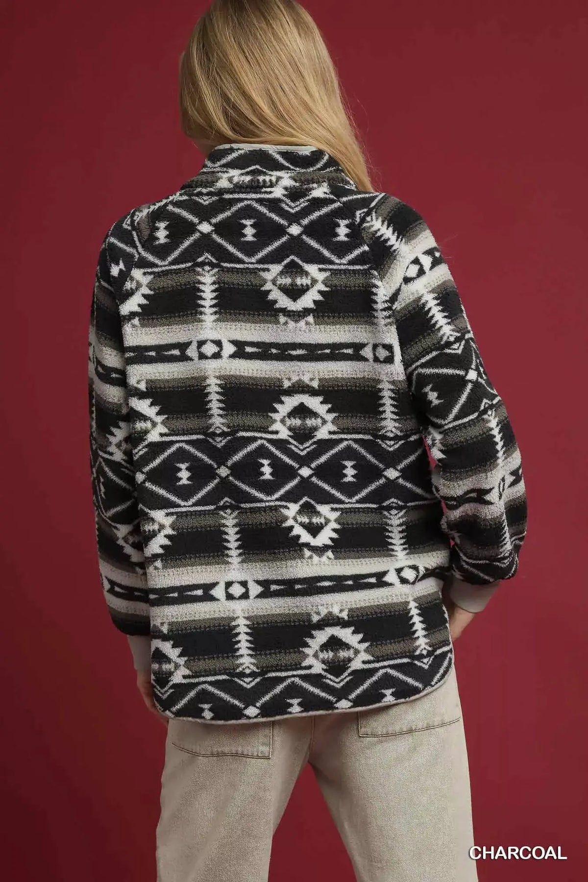 Umgee Aztec Print Sherpa Pullover by Umgee
