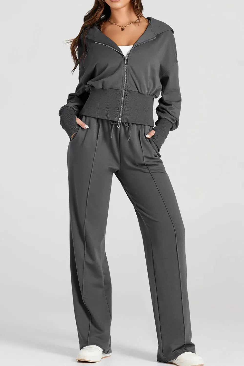 Zip-Up Hoodie and Pants Active Set by Partner Label