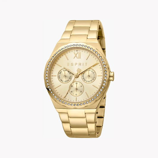 Esprit Women's Gold Stainless Steel Watch, Champagne Dial | Es1l202m0065 by ESPRIT