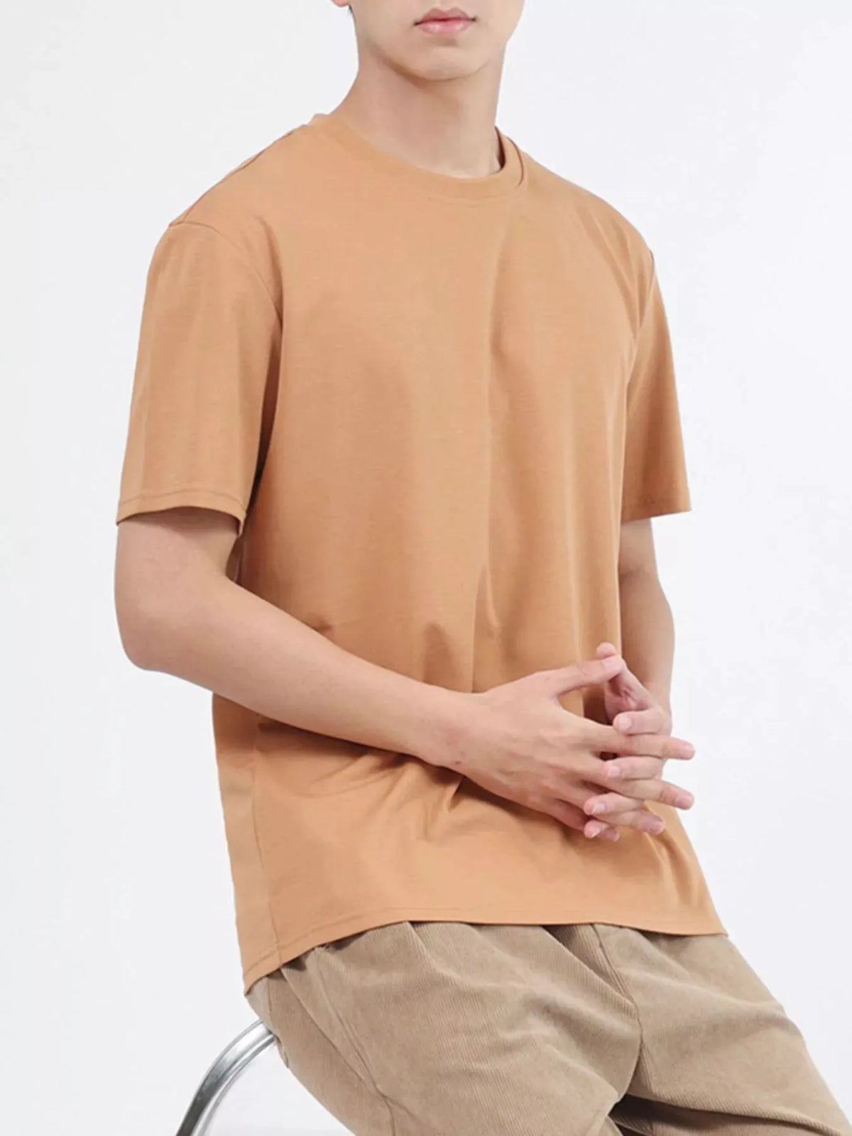 Men's Plus Size Classic Crew Neck T-Shirt by Trendsi