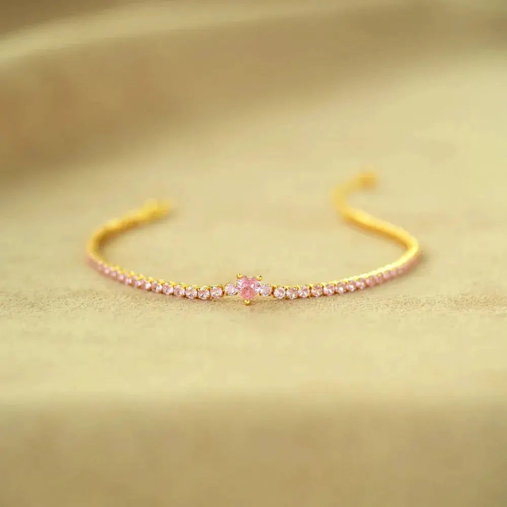 Heart Shape Inlaid Zircon 18K Gold-Plated Bracelet by Partner Label