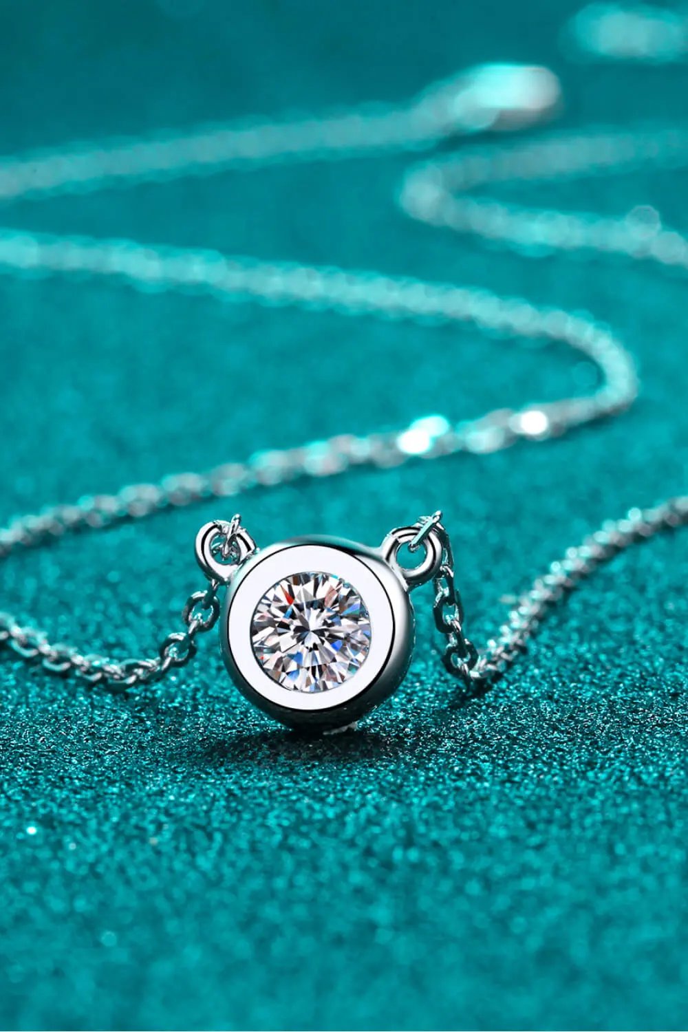 Moissanite Round Pendant Chain Necklace by Partner Labels