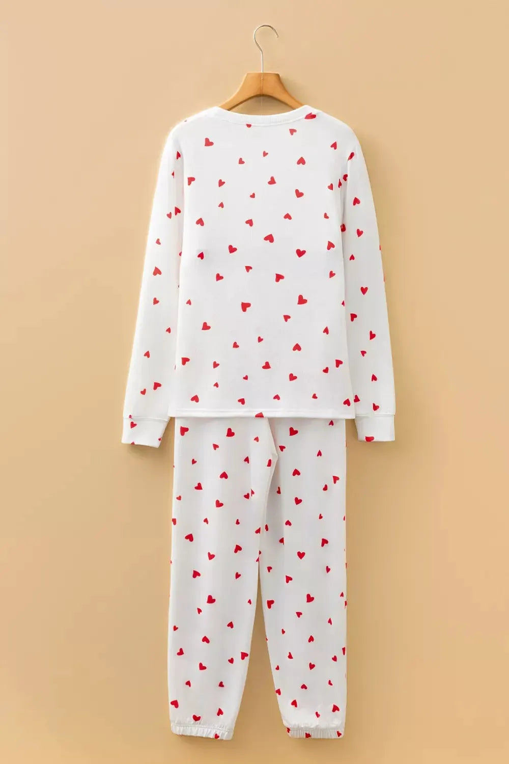 Hearts Printed Long Sleeve Top Drawstring Pants Lounge Set by Partner Label