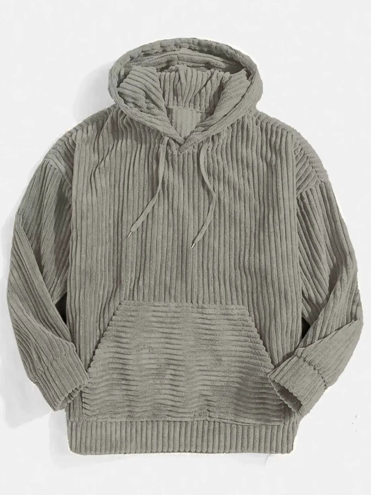 Men's Full Size Casual Corduroy Hoodie Plus Size by Trendsi