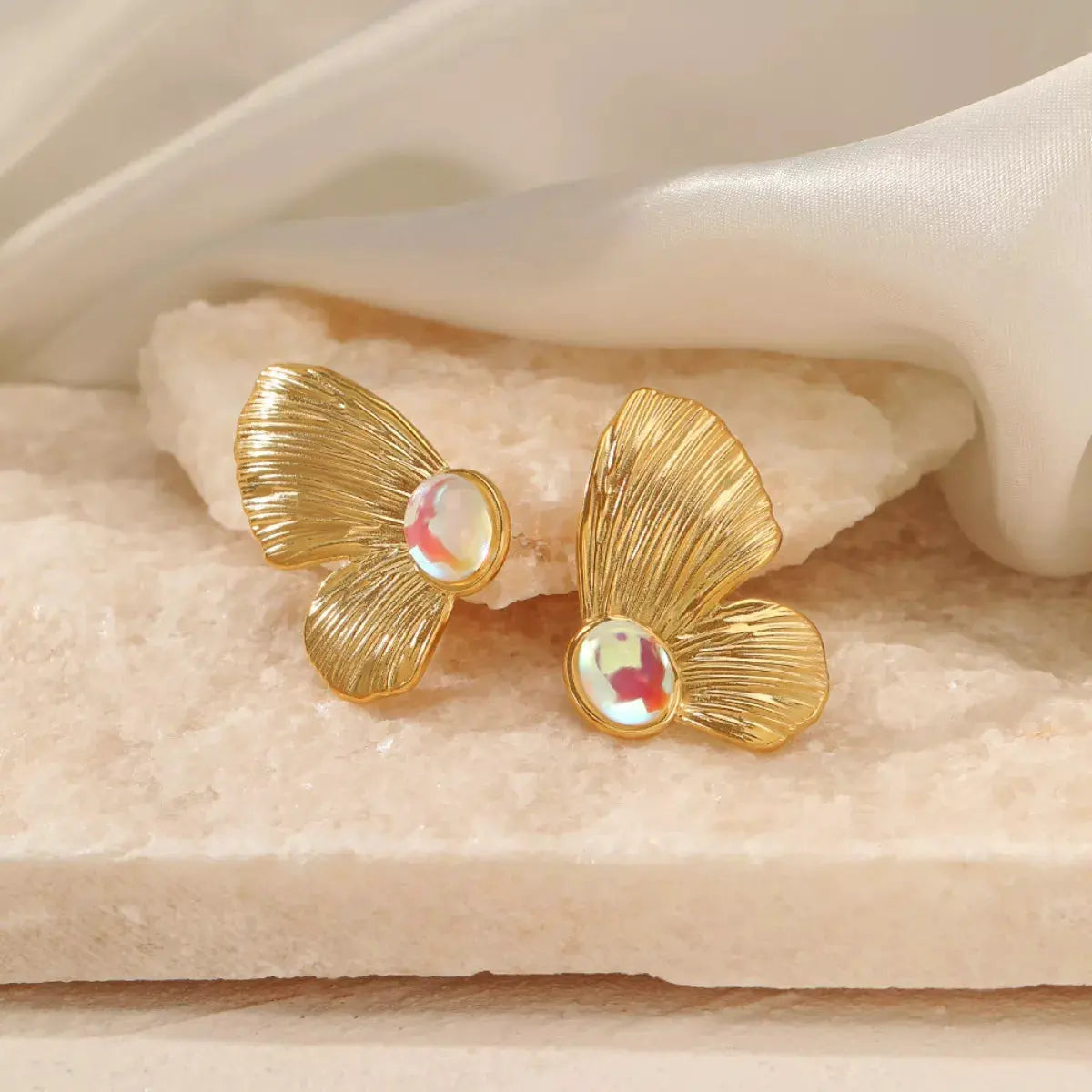 18K Gold-Plated Butterfly Wing Earrings by Partner Label