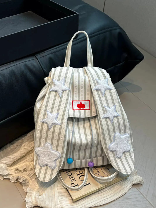 Striped Star Bunny Ear Backpack Bag by Partner Label