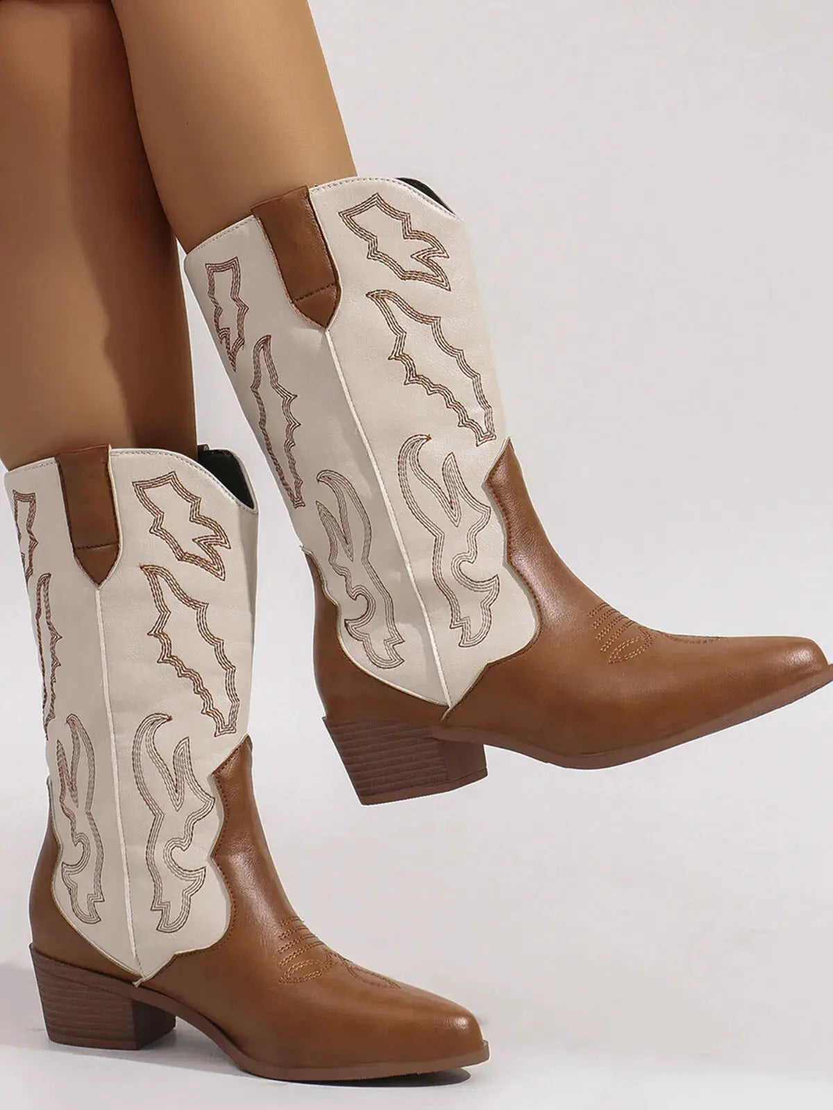 Point Toe Block Heels Boots by Partner Label