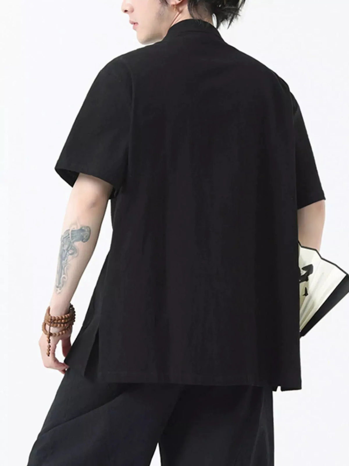 Men's Plus Size Chinese Style Short-Sleeve Shirt by Trendsi