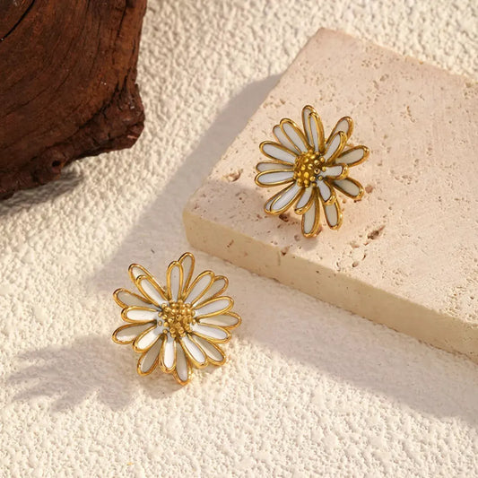18K Gold-Plated Flower Stud Earrings by Partner Label