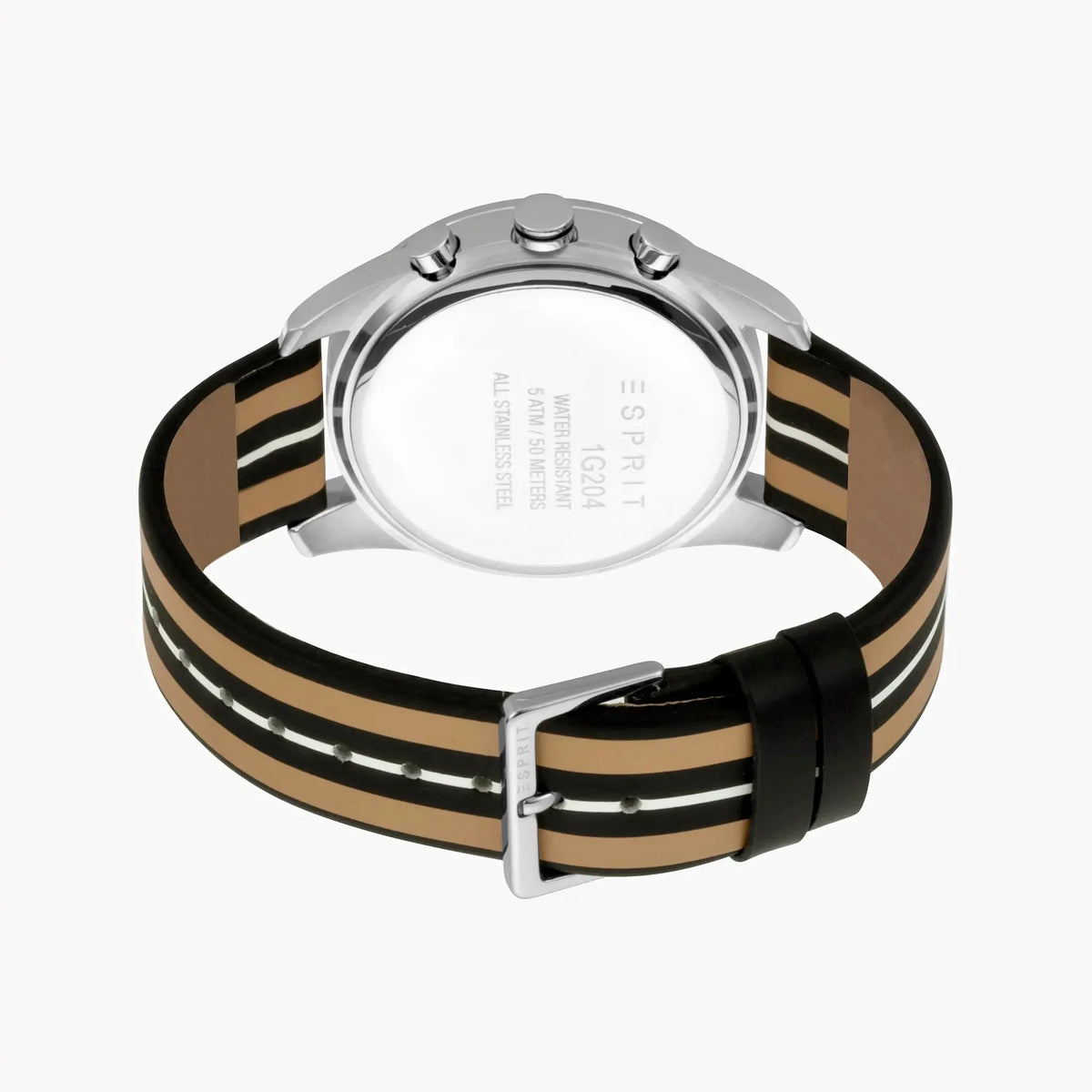 Esprit Men's Black Leather Watch, Silver Dial | ES1G204L0015 by ESPRIT