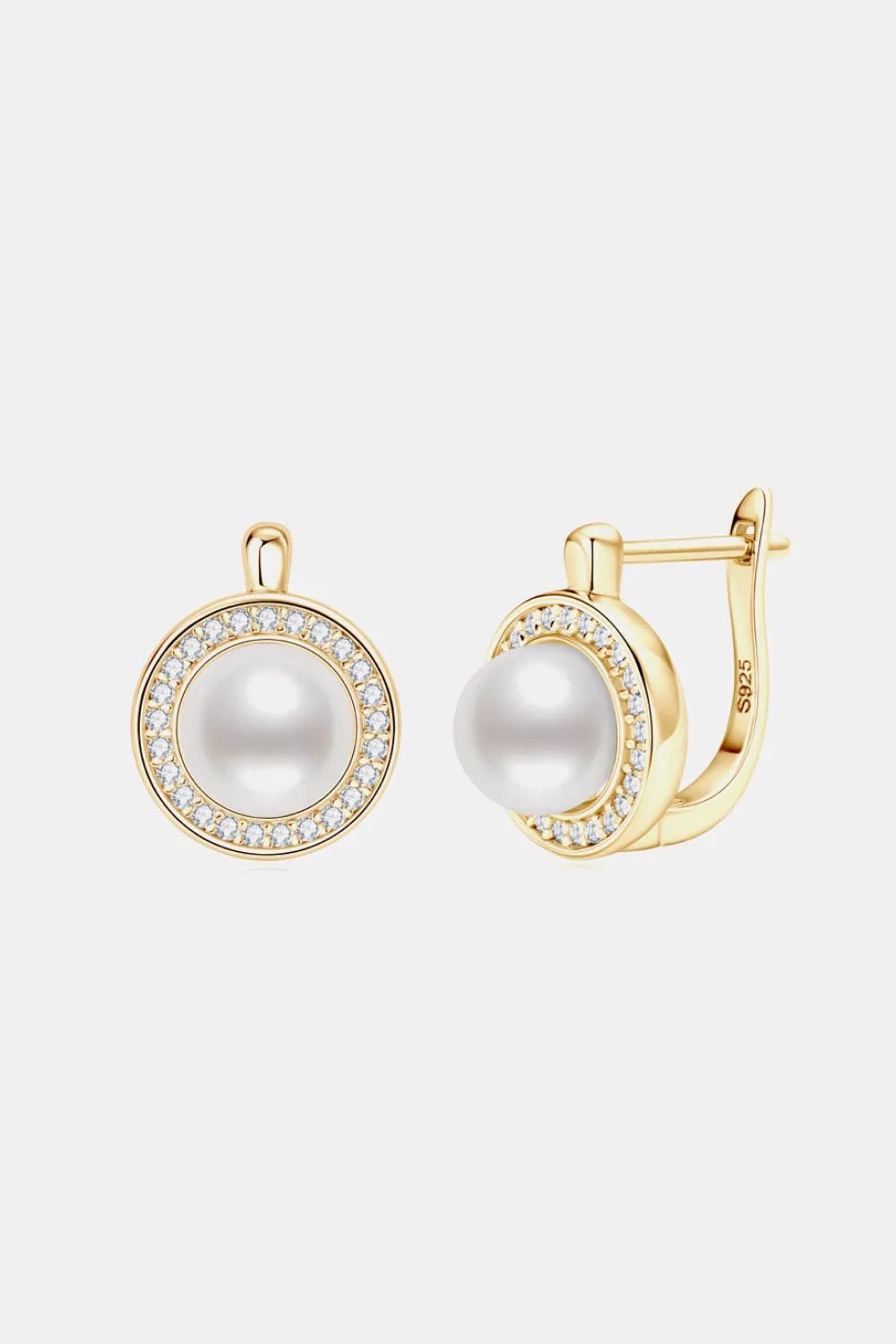 Moissanite Pearl 925 Sterling Silver Earrings by Partner Label