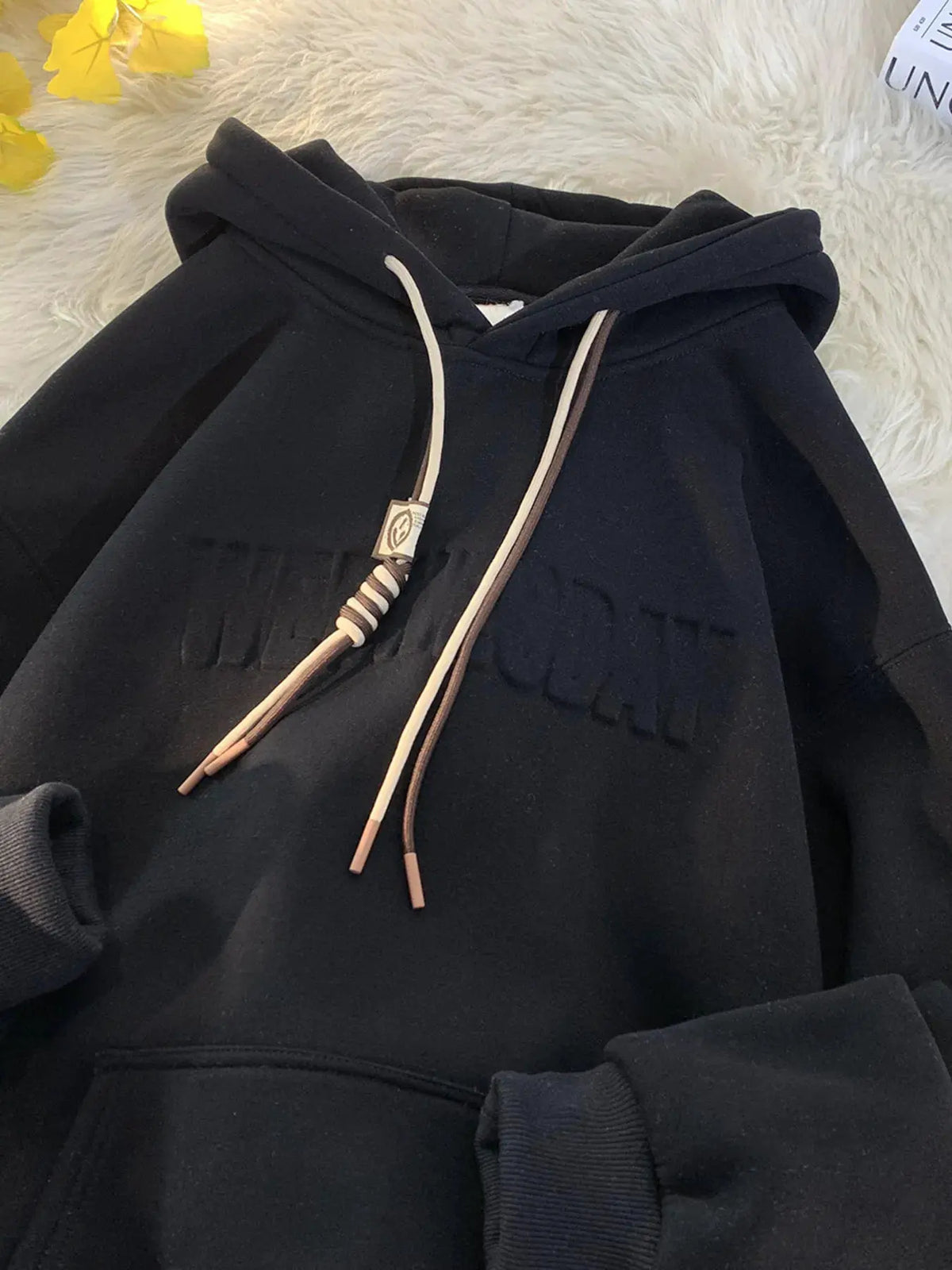Men's Plus Size Letter Drawstring Long Sleeve Hoodie by Trendsi