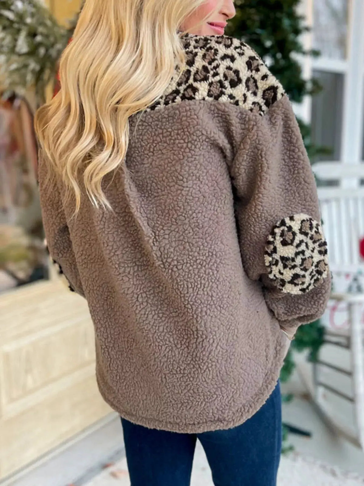 Leopard Print Teddy Fleece Jacket by Partner Label