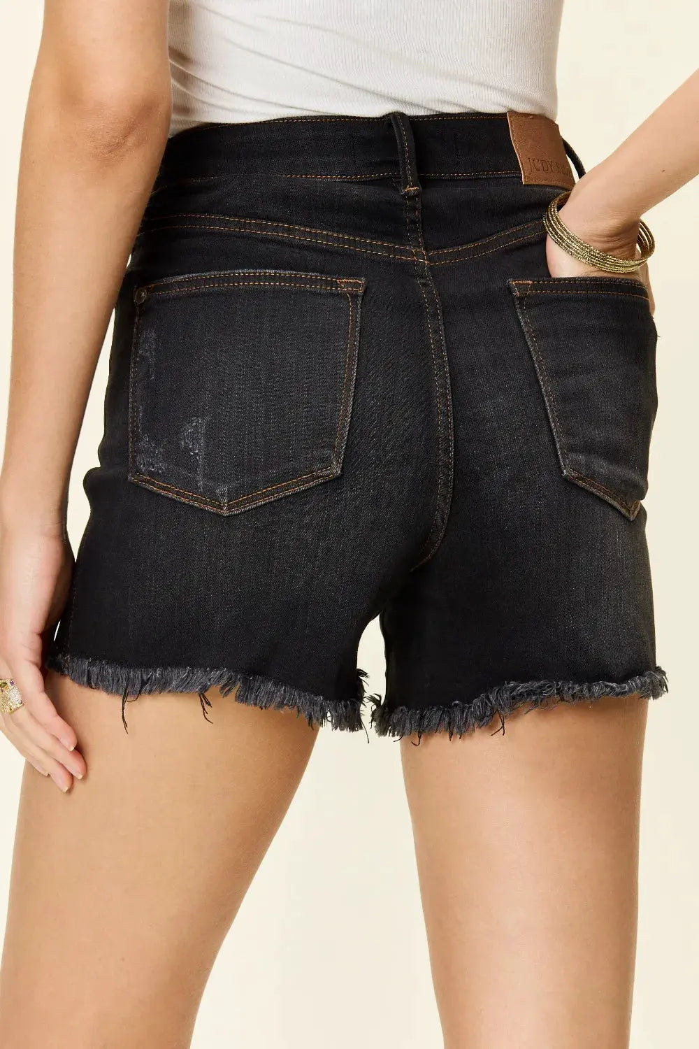 Judy Blue Full Size Tummy Control Fray Hem Shorts by Judy Blue