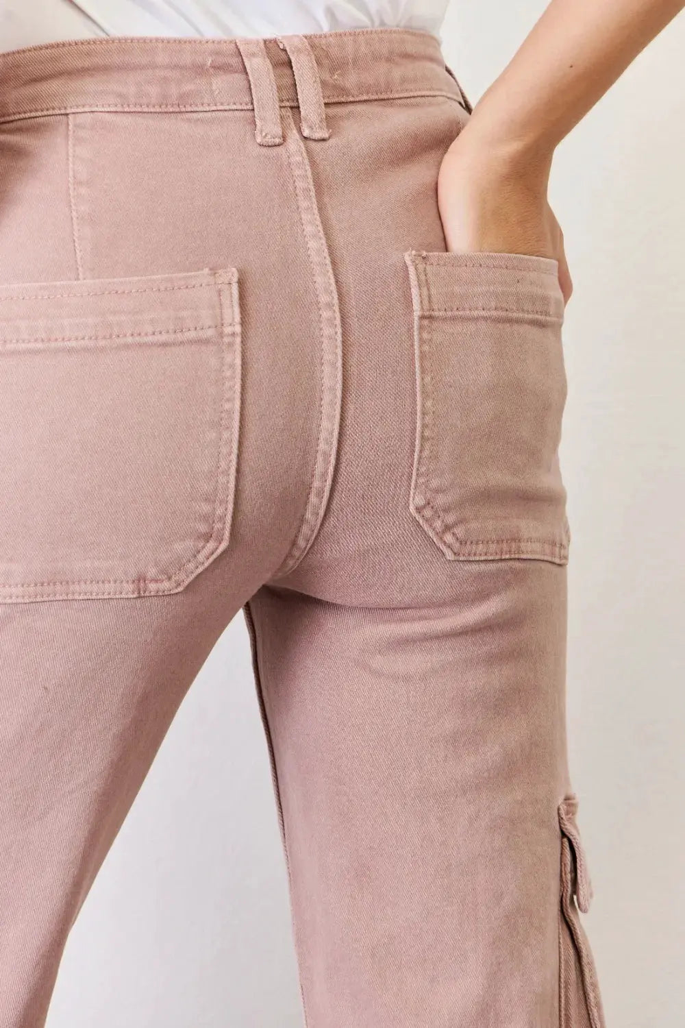 RISEN Full Size High Rise Cargo Wide Leg Jeans by RISEN