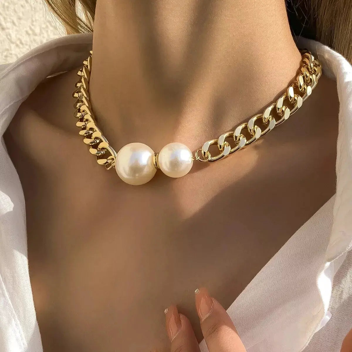 18K Gold-Plated Pearl Necklace by Partner Label