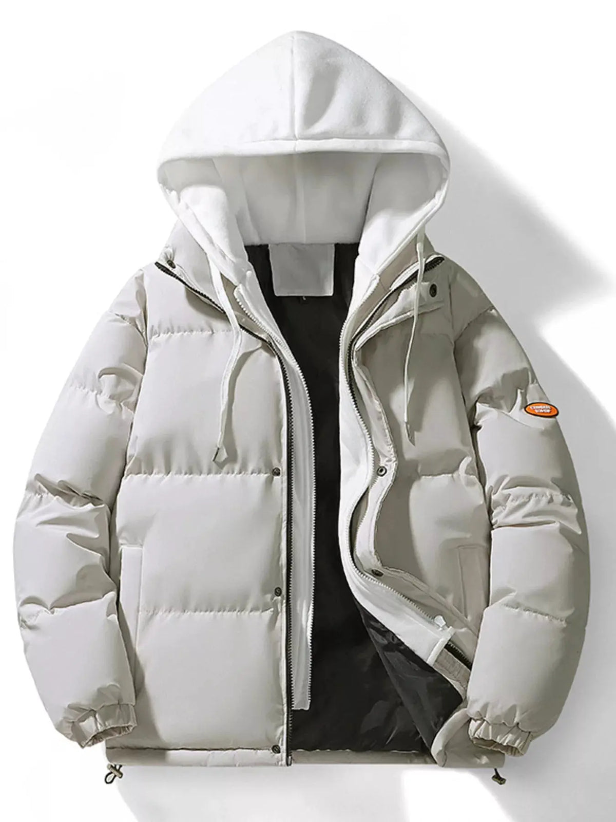 Men's Plus Size Hooded Padded Puffer Jacket by Partner Label