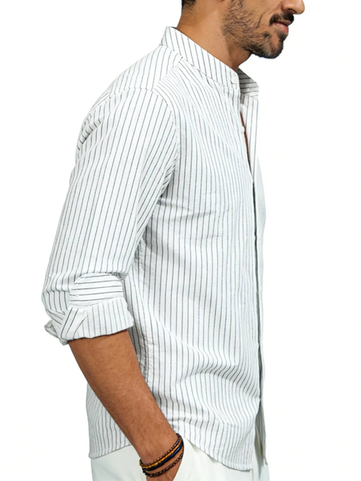 Men's Full Size Striped Long Sleeve Shirt Plus Size by Trendsi