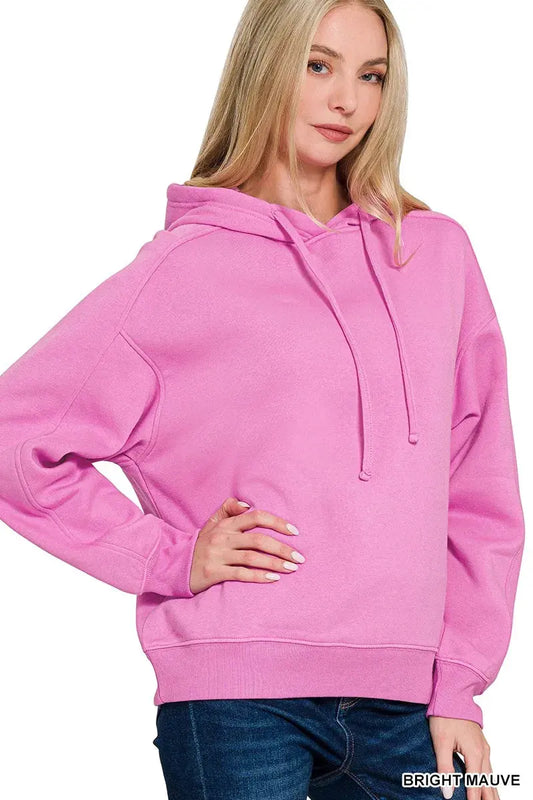Zenana Drawstring Relaxed Fit Fleece Hoodie by Zenana