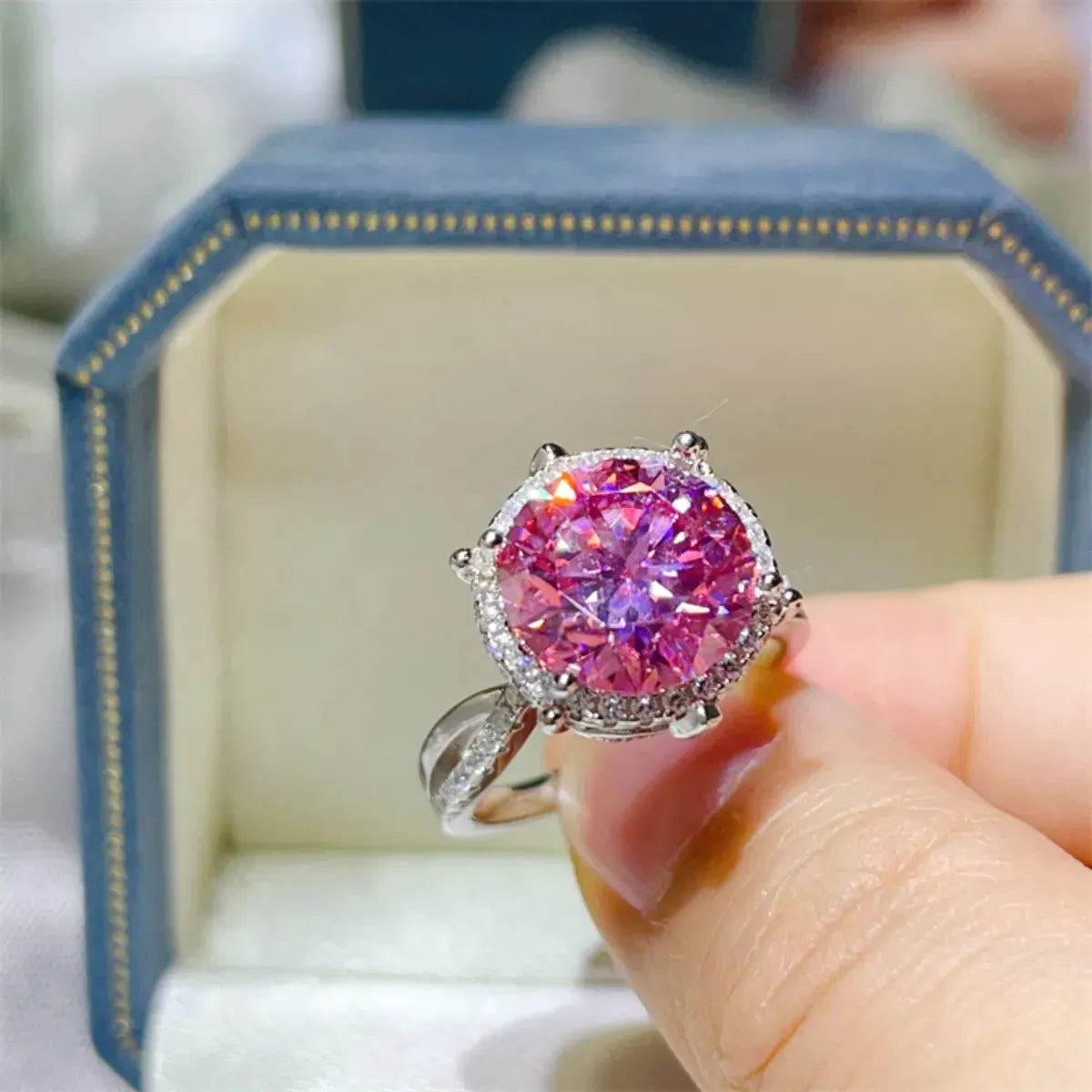5 Carat Moissanite Halo Engagement Ring by Partner Label