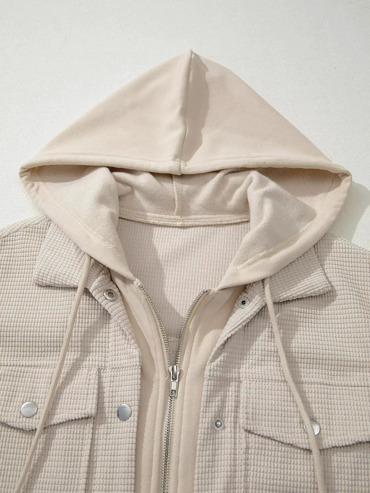 Thermal Knit Textured Hooded Jacket by Partner Label