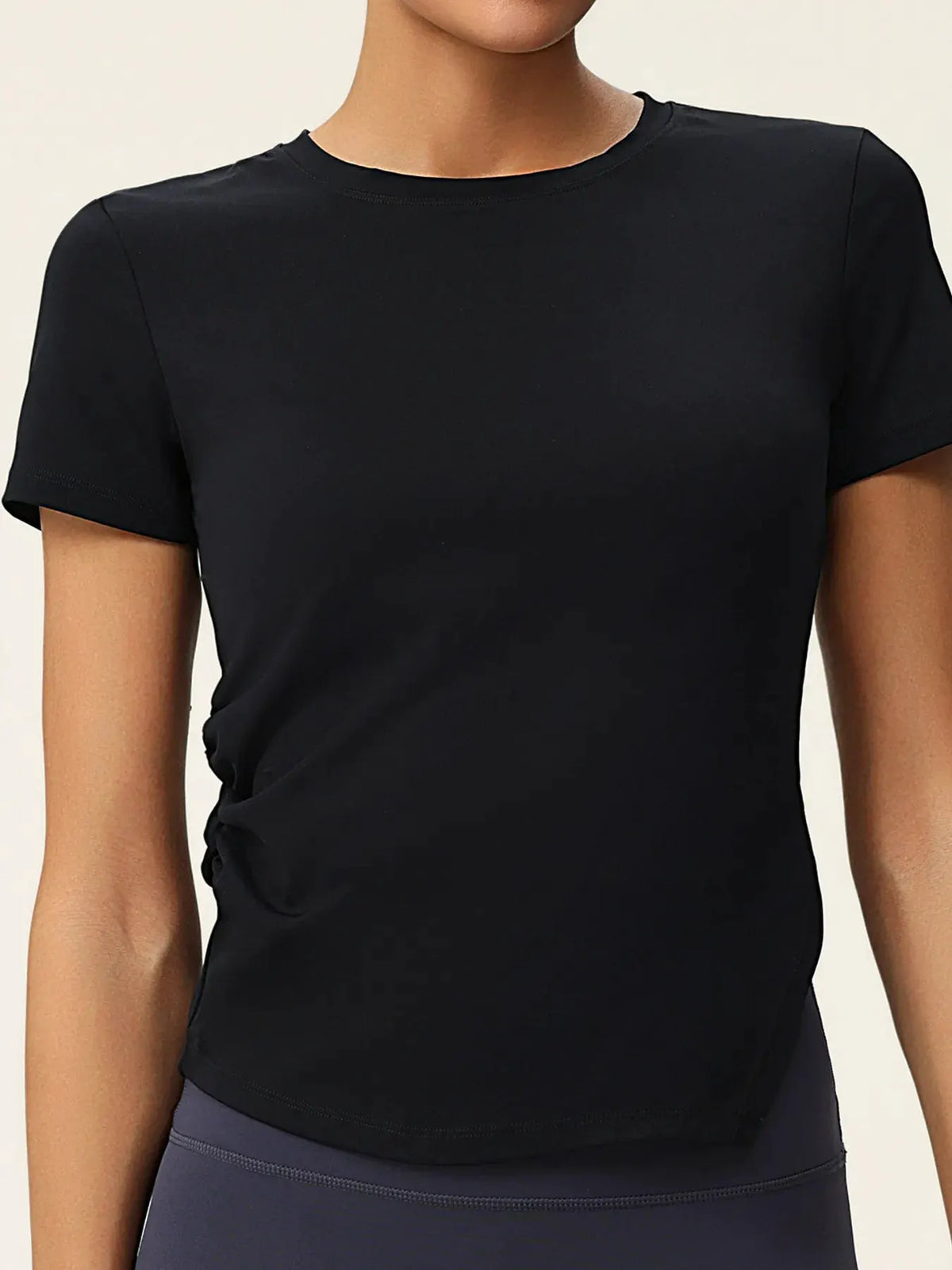 Full Size Slit Round Neck Short Sleeve Active T-Shirt Plus Size by Partner Label