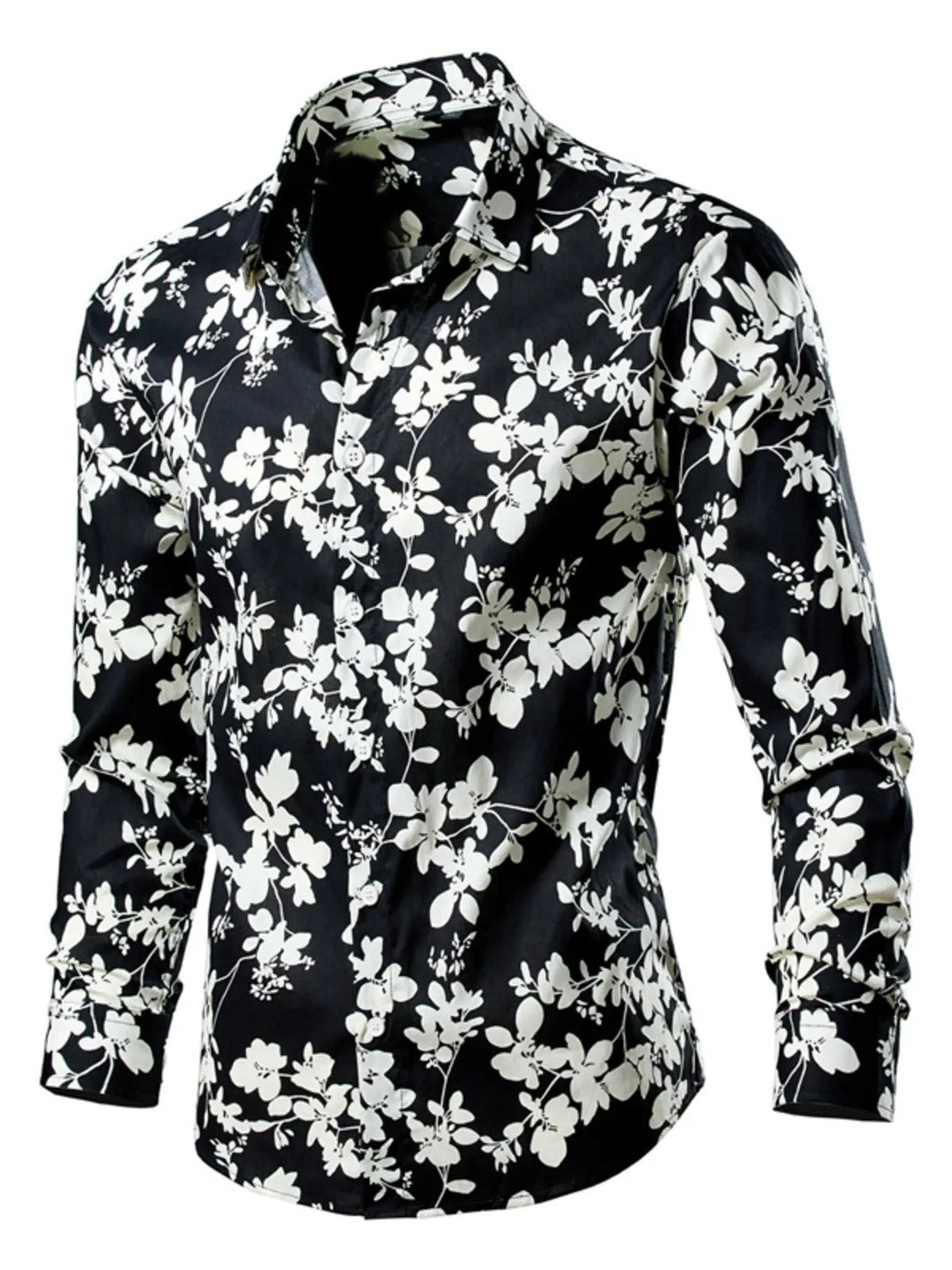 Men's Plus Size Tropical Leaf Print Button-Down Shirt by Trendsi