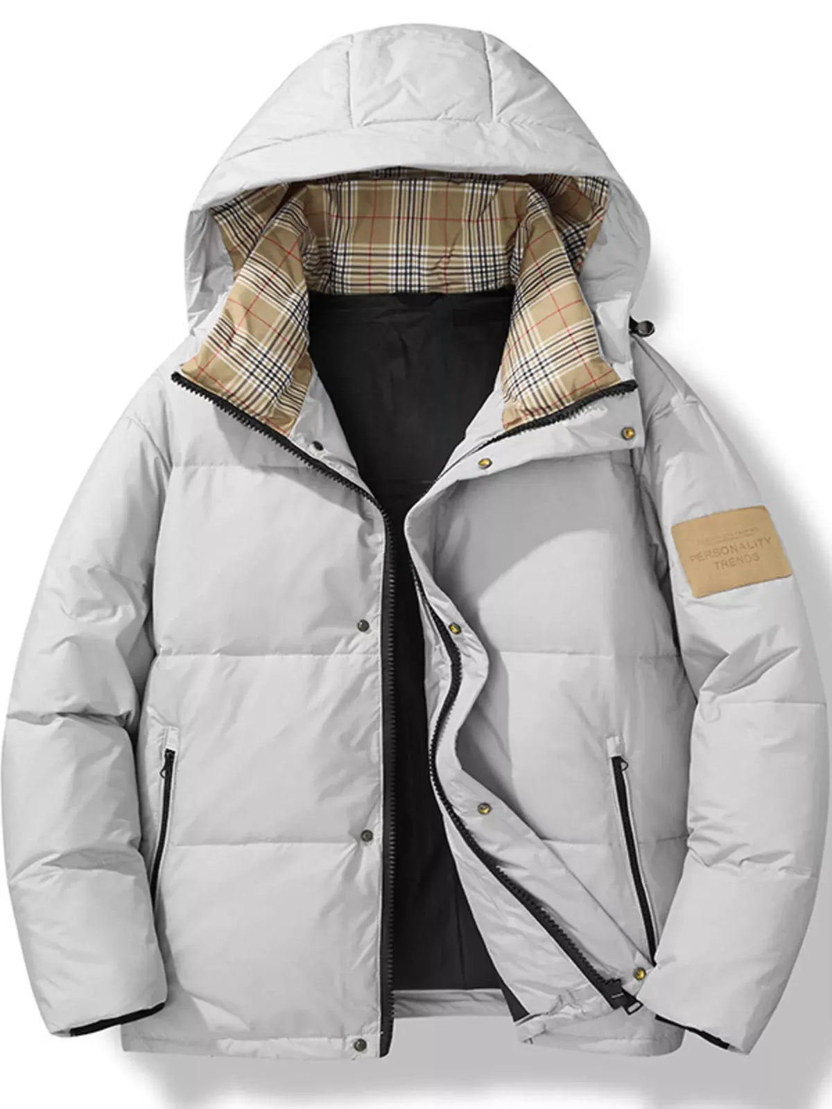 Men's Plus Size Warm Padded Hooded Down Puffer Jacket by Partner Label