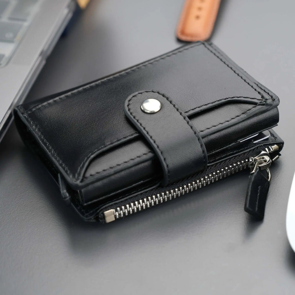 Glenrock Black Leather Pop-up Cardholder Wallet by TORONATA