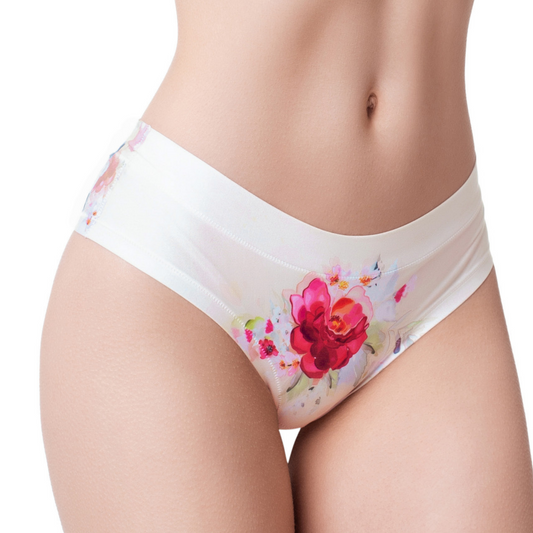 Memème Women’s Ultra-Comfortable FLOWER POWER - Rose - Panties | Breathable Cotton Crotch, Stretchy Fit, No Elastic Bands by Mememe
