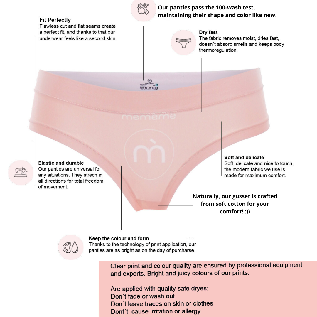 Memème Women’s Ultra-Comfortable LOVE - Peaceful Panties | Breathable Cotton Crotch, Stretchy Fit | Style: Thong by Mememe