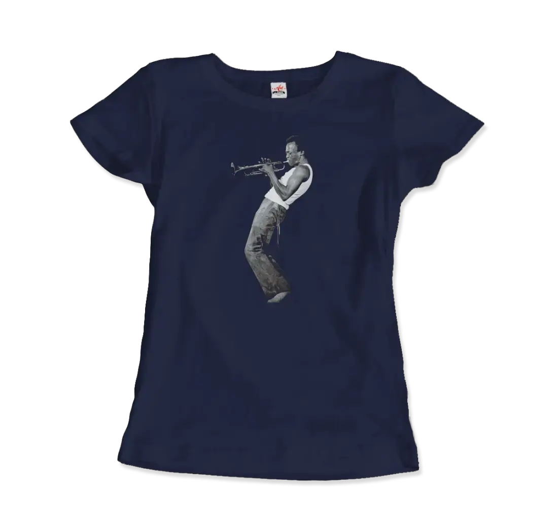 Miles Davis Playing his Trumpet artwork t-shirt by Art-O-Rama Shop