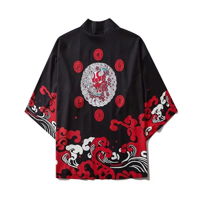 Japanese Style Cat Samurai Kimono Streetwear Men Women Cardigan Japan Harajuku Anime Robe Anime Clothes by Vimost Shop