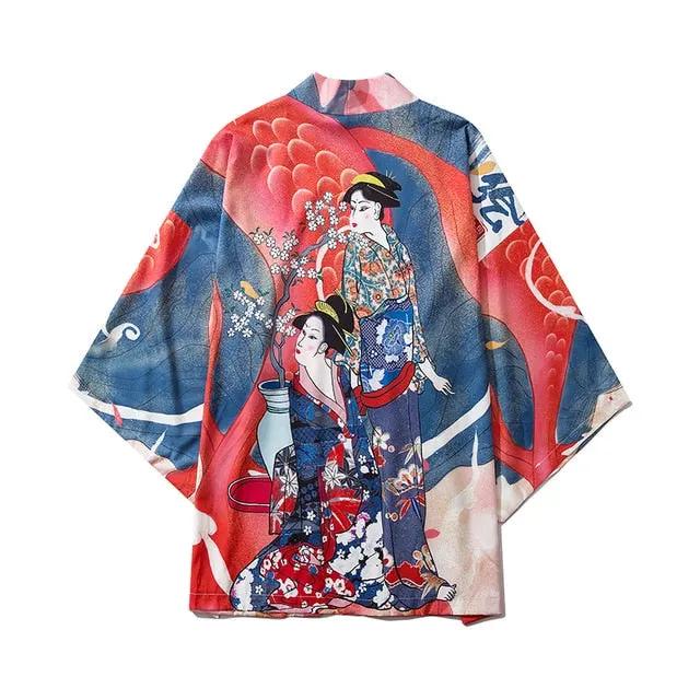 Japan Streetwear Man Beach Kimono Cardigan Cosplay Shirt Blouse for Men Unisex Japanese Yukata Kimonos by Vimost Shop