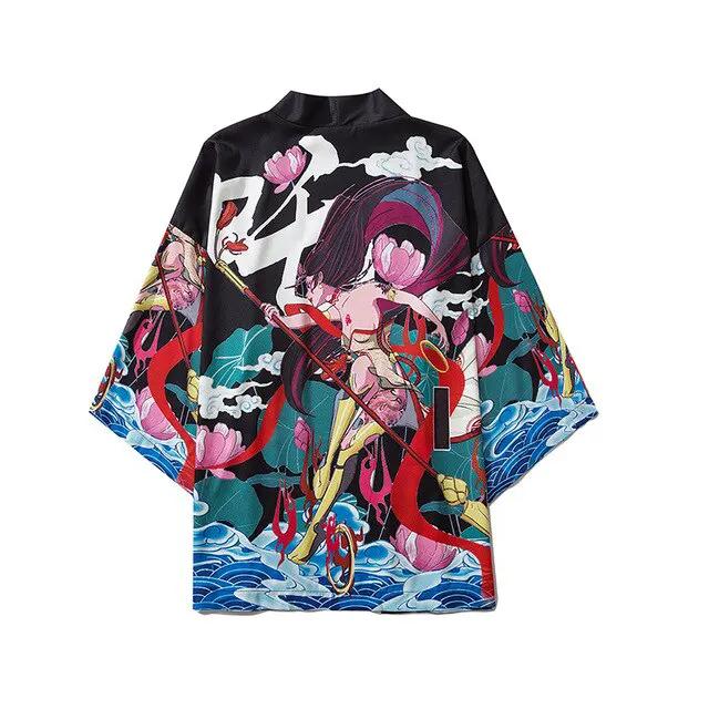 Men Women Chinese Style Anime Panda Samurai Kimono Streetwear Cardigan Japanese Robe Female Clothing by Vimost Shop