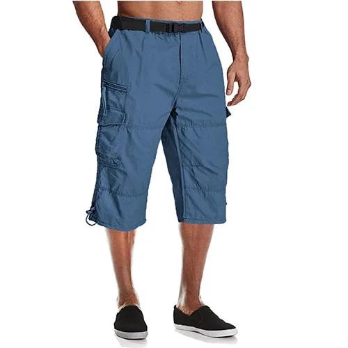 Men Tactical Capri Pants Military Cotton 3/4 Below Knee Trousers Army Airsoft Paintball Elastic Waist Cargo Work Pants by Vimost Shop
