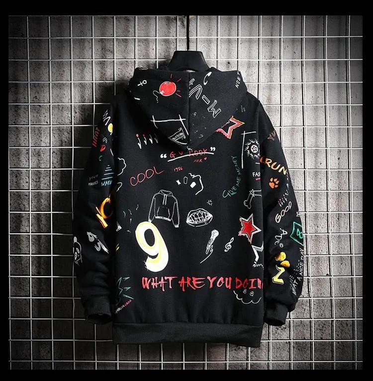 Men's Winter Hoodies Men Spring Anime Graffiti Sweatshirt Male Hip Hop Harajuku Japanese Streetwear Casual Hoodie Men by Vimost Shop