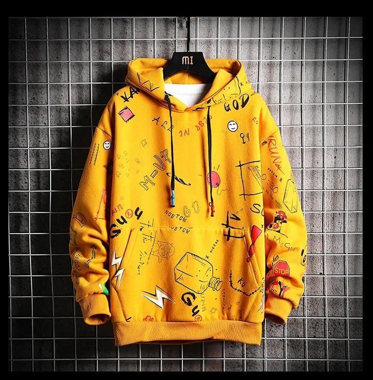 Men's Winter Hoodies Men Spring Anime Graffiti Sweatshirt Male Hip Hop Harajuku Japanese Streetwear Casual Hoodie Men by Vimost Shop