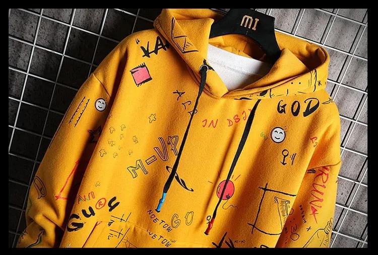 Men's Winter Hoodies Men Spring Anime Graffiti Sweatshirt Male Hip Hop Harajuku Japanese Streetwear Casual Hoodie Men by Vimost Shop