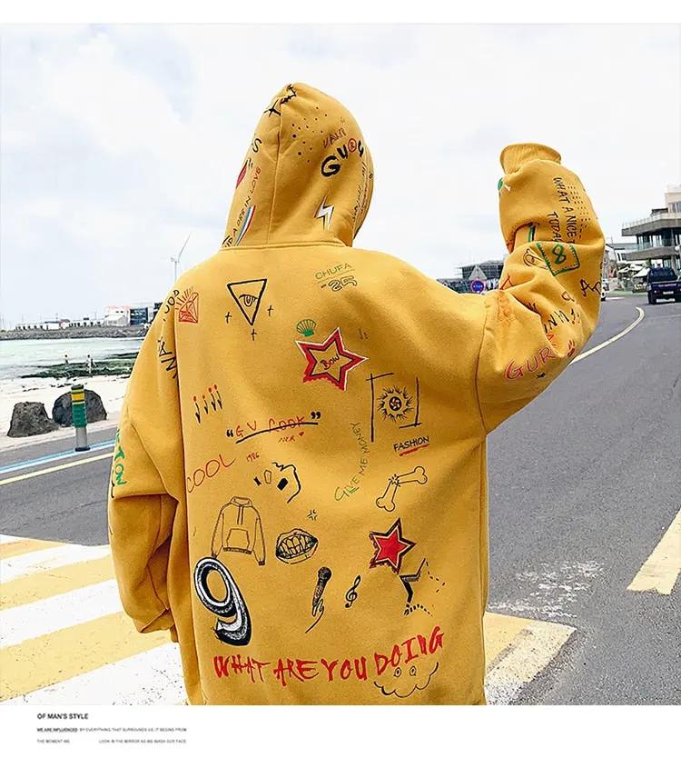 Men's Winter Hoodies Men Spring Anime Graffiti Sweatshirt Male Hip Hop Harajuku Japanese Streetwear Casual Hoodie Men by Vimost Shop