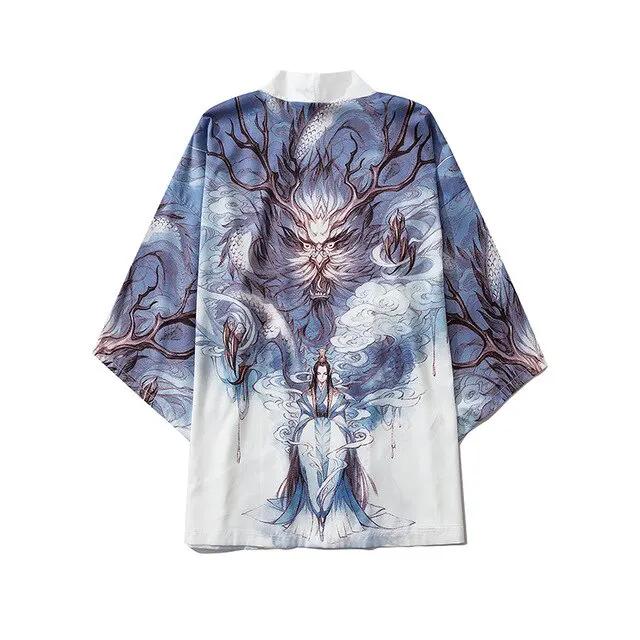 Japanese Crane Kimono Women Cardigan Yukata Fashion Men Haori Obi Clothing Asian Shirt National Tradition Clothes by Vimost Shop
