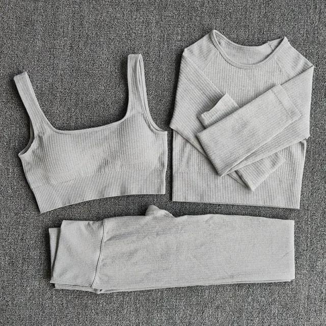Yoga Set Seamless Women's Sportswear Workout Clothes Athletic Wear Gym Legging Fitness Bra Crop Top Long Sleeve Sports Suits by Vimost Shop