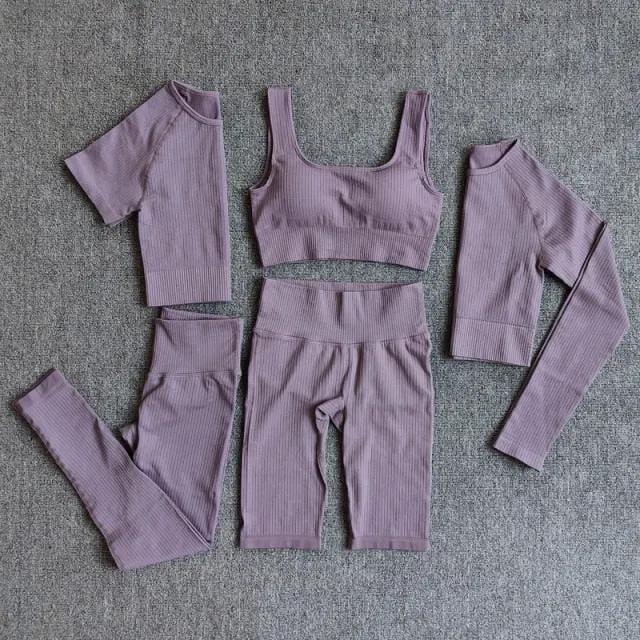 Yoga Set Seamless Women's Sportswear Workout Clothes Athletic Wear Gym Legging Fitness Bra Crop Top Long Sleeve Sports Suits by Vimost Shop