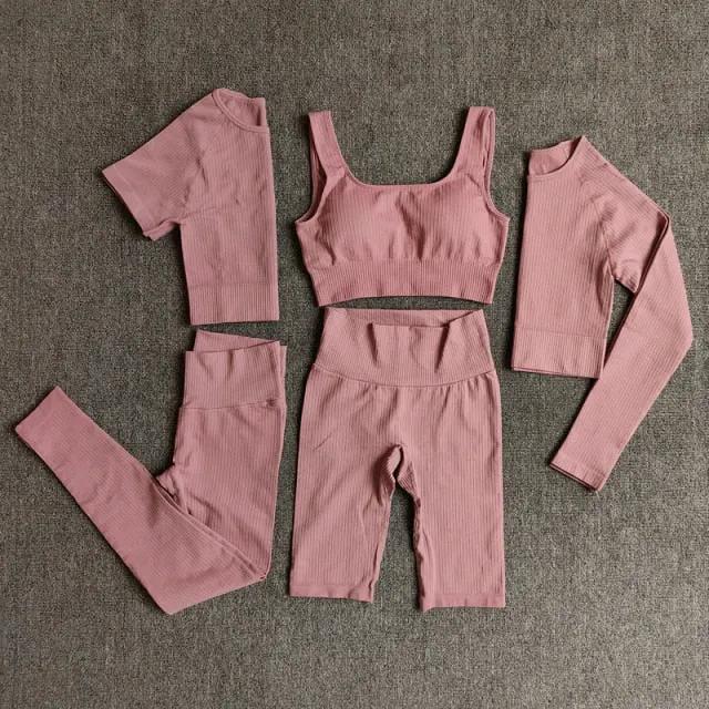 Yoga Set Seamless Women's Sportswear Workout Clothes Athletic Wear Gym Legging Fitness Bra Crop Top Long Sleeve Sports Suits by Vimost Shop