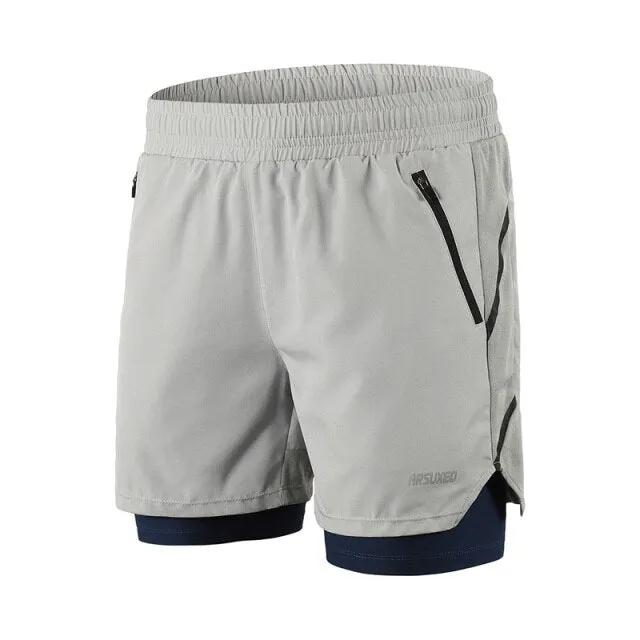 Running Shorts 2 in 1 Quick Dry Athletic Training Exercise Jogging Sports Gym Shorts With Zipper Pocket by Vimost Shop