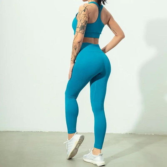 Seamless Women Yoga Set Workout Sportswear Gym Clothing Zipper Long Sleeve High Waist Leggings Fitness Bra Athletic Sports Suits by Vimost Shop